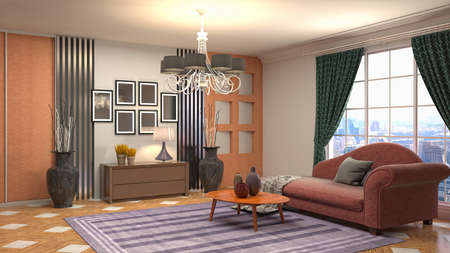 Interior of the living room. 3D illustration.の写真素材