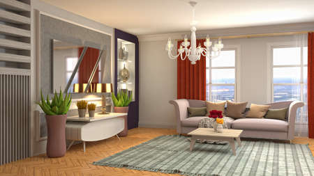 Interior of the living room. 3D illustration.の写真素材