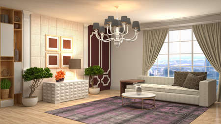 Interior of the living room. 3D illustration.の写真素材