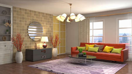 Interior of the living room. 3D illustration.の写真素材