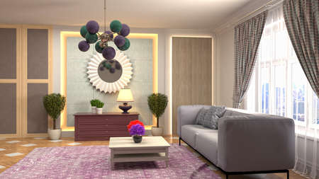 Interior of the living room. 3D illustration.の写真素材