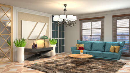 Interior of the living room. 3D illustration.の写真素材