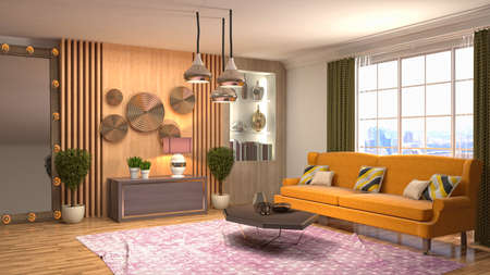 Interior of the living room. 3D illustration.の写真素材
