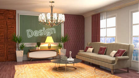 Interior of the living room. 3D illustration.の写真素材