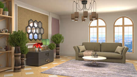Interior of the living room. 3D illustration.の写真素材