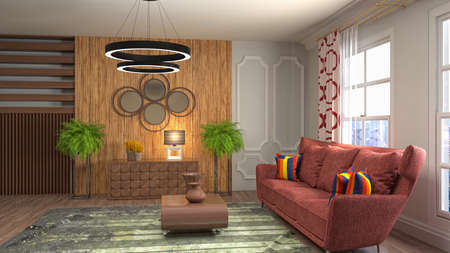Interior of the living room. 3D illustration.の写真素材