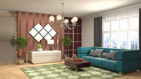 Interior of the living room. 3D illustration.の写真素材