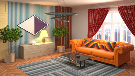 Interior of the living room. 3D illustration.の写真素材