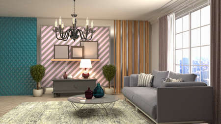 Interior of the living room. 3D illustration.の写真素材