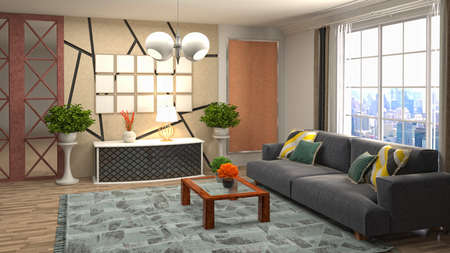 Interior of the living room. 3D illustration.の写真素材