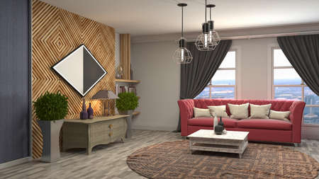 Interior of the living room. 3D illustration.の写真素材