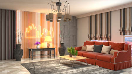 Interior of the living room. 3D illustration.の写真素材