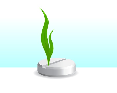 White tablet with a leaf growing from the insideのイラスト素材