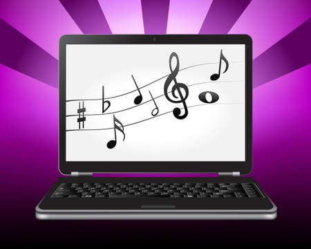 laptop with notes on the screenのイラスト素材