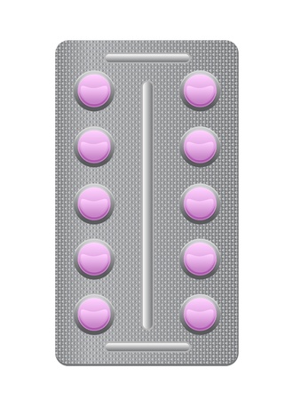 pills in a blister pack and isolated against white backgroundのイラスト素材