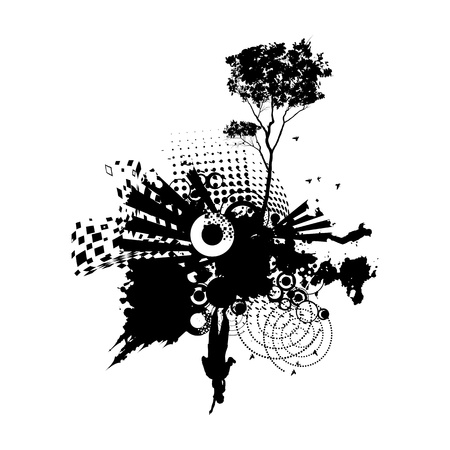 Father holding his son on his shoulders on an abstract backgroundのイラスト素材