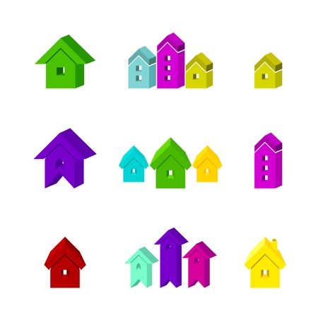 set of house icon for advertising real estate servicesのイラスト素材