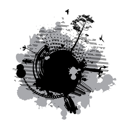 people run on an abstract background in black and whiteのイラスト素材