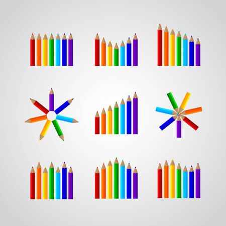 charts in the form of pencilsのイラスト素材
