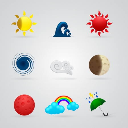 set of color weather iconsのイラスト素材