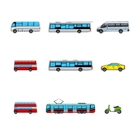 public transport color iconsのイラスト素材