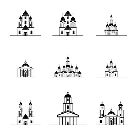 silhouettes of  different churchesのイラスト素材