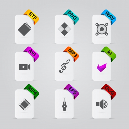 collection of file extension detailed iconsのイラスト素材