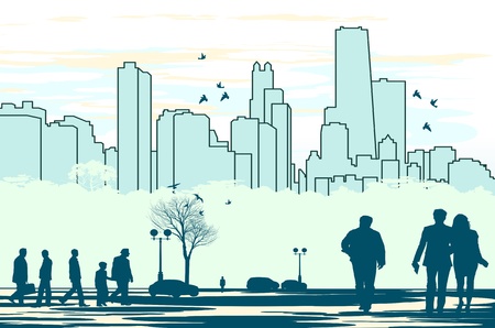 cyan colored people silhouettesのイラスト素材