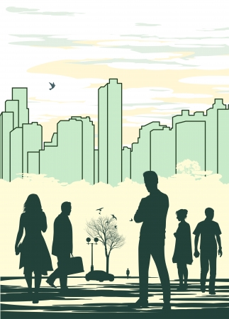 green colored people silhouettesのイラスト素材