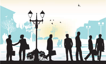 people silhouettes in blue backgroundのイラスト素材