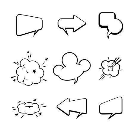set of many comic style speech bubblesのイラスト素材