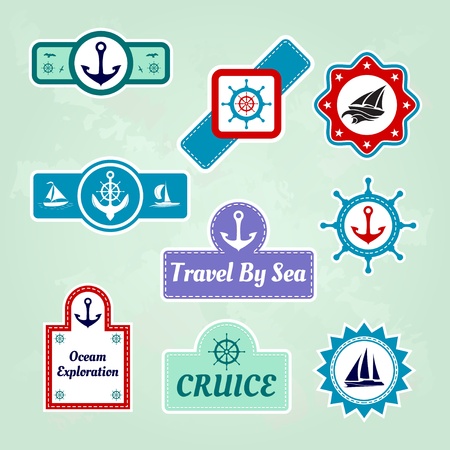 set of sea travel company iconsのイラスト素材