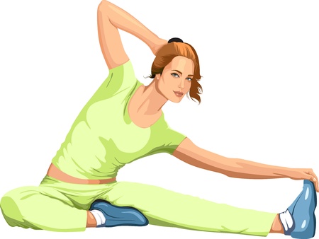 girl engaged in sports stretchingのイラスト素材