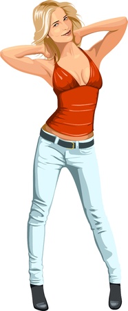 pretty blonde in redのイラスト素材