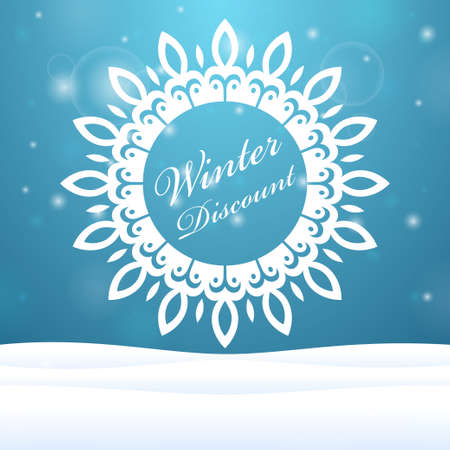 Beautiful banner on winter discounts in the form of snowflakes outdoorsのイラスト素材
