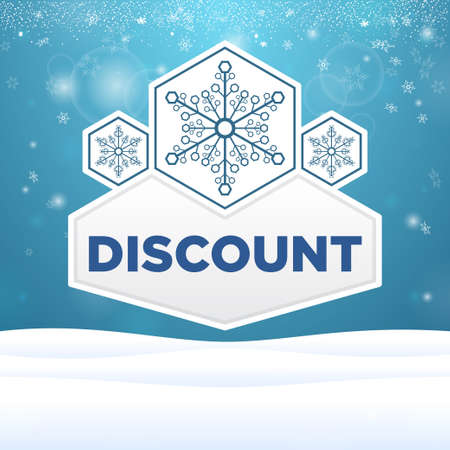 beautiful plate with snowflakes and inscription Discountのイラスト素材