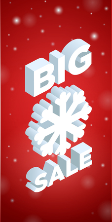 Winter 3d Banner Big Sale on red backgroundのイラスト素材