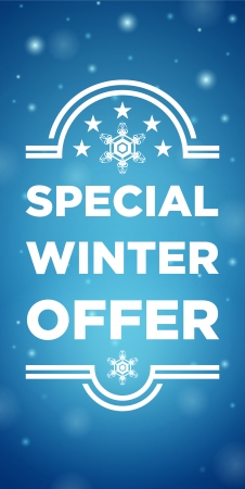 Winter sale special offer on blue background
