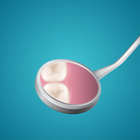 Isolated dental Mirror on blue backgroundのイラスト素材