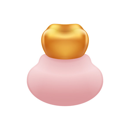 Gold teeth and gingiva on white backgroundのイラスト素材