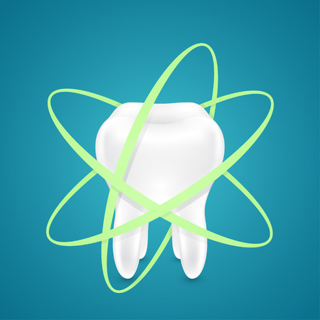Protected from all sides healthy teeth on blue backgroundのイラスト素材