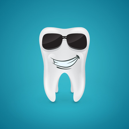 Steep and healthy tooth on blue backgoundのイラスト素材