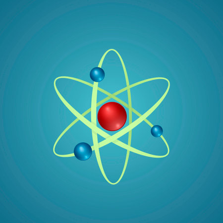 Isolated on blue background atom with electronsのイラスト素材