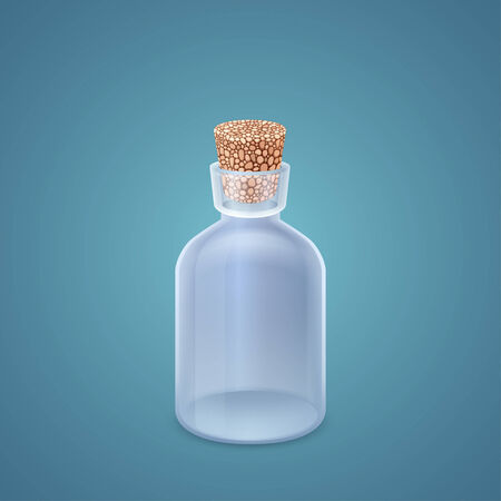 Bottle with cork isolated on blue backgroundのイラスト素材