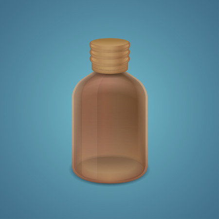 Brown bottle isolated on blueのイラスト素材