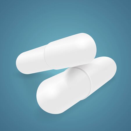 Two white capsule isolated on blue backgroundのイラスト素材