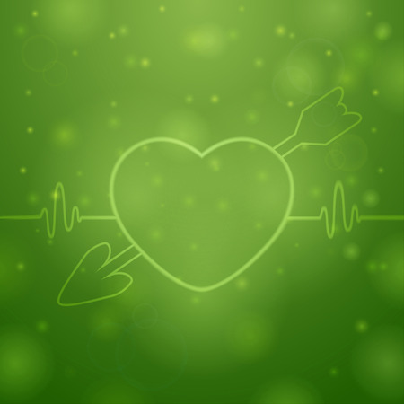 Arrow in the heart on green backgroundのイラスト素材