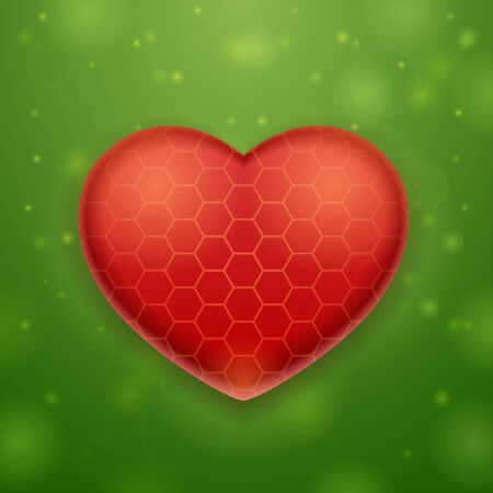 Big red heart on green backgroundのイラスト素材