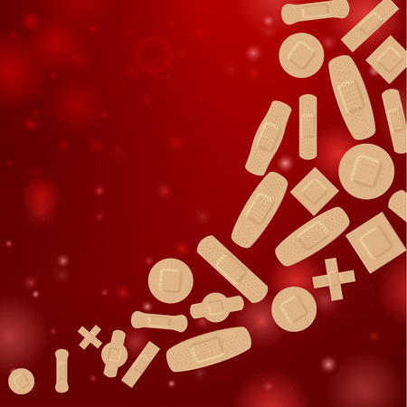 Flow adhesive plaster on red backgroundのイラスト素材