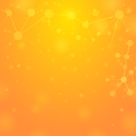 Yellow light background with moleculesのイラスト素材